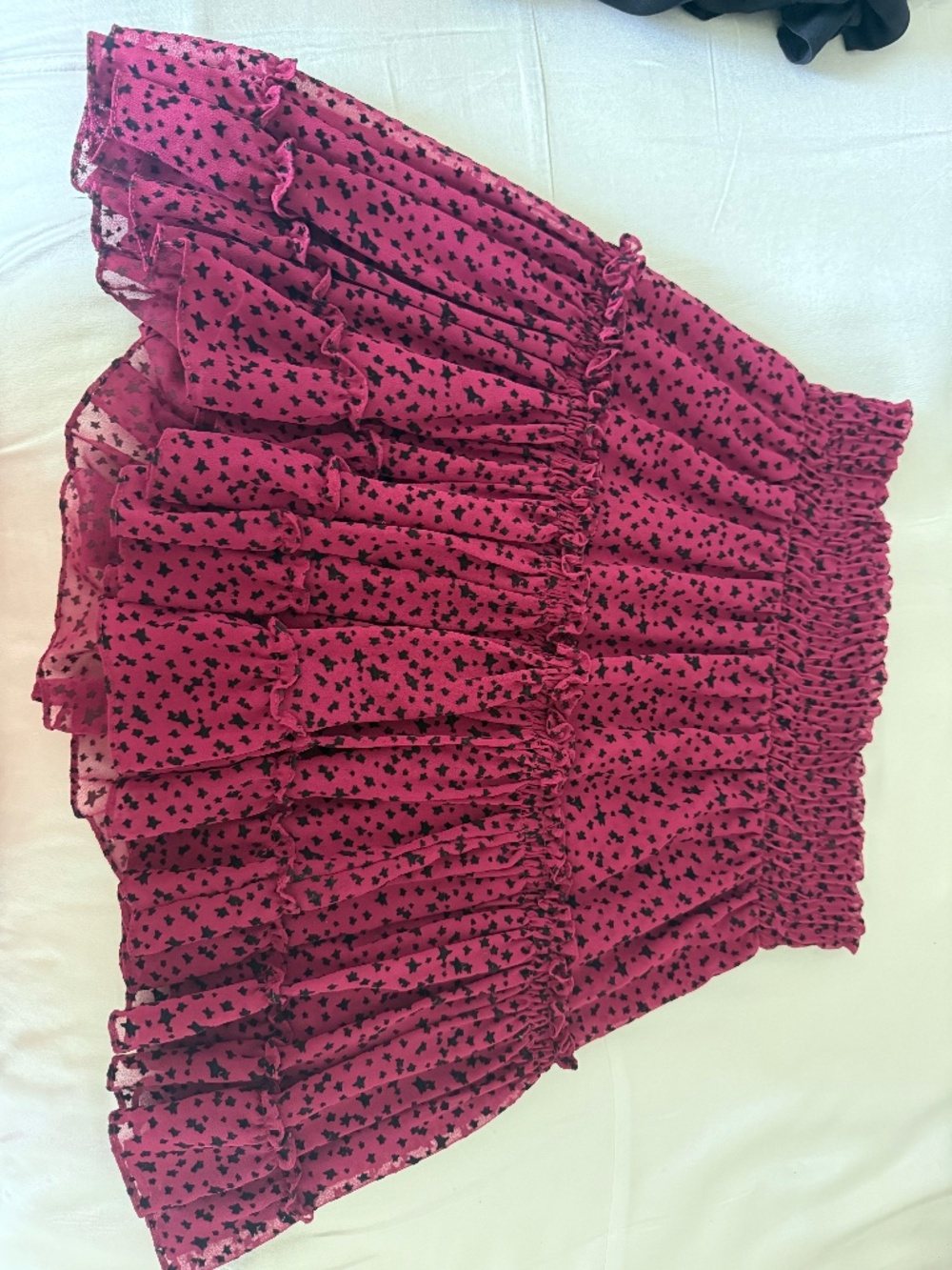 MISA Los Angeles Pink Star Print Ruffle Mini Skirt Small